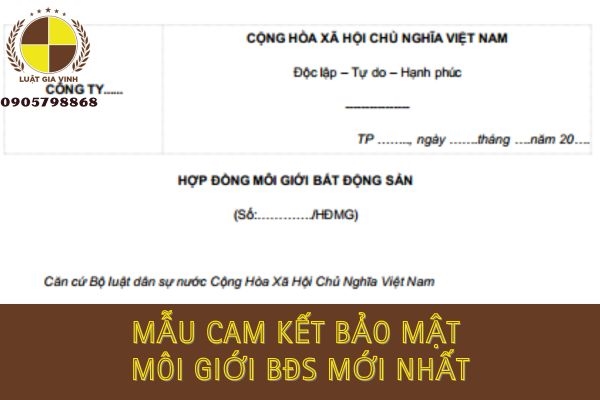 Mẫu cam kết bảo mật môi giới bất động sản 2024